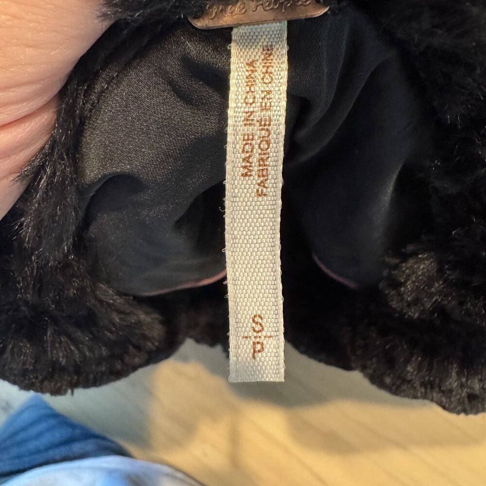 Free People Starry Skies In Her Eyes Black Faux Fur Jacket Women's Size Small S - Picture 6 of 10